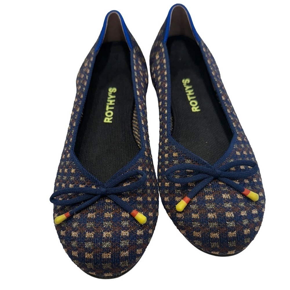 Rothy's The Bow Flat Metallic Slip On Ballet Flats Shoes Womens US 8 EUC
